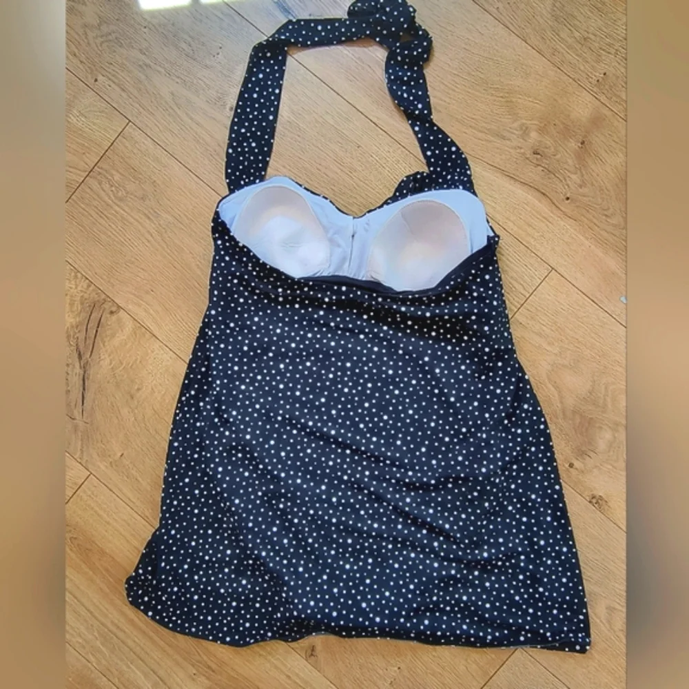Miami Retro Swimsuit Halter-Tie Polka Dot & Ruched Skirt in Size 12 - Picture 5 of 13